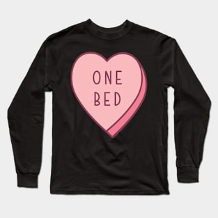 One Bed Candy Heart Tropes Book Lover Pink Long Sleeve T-Shirt